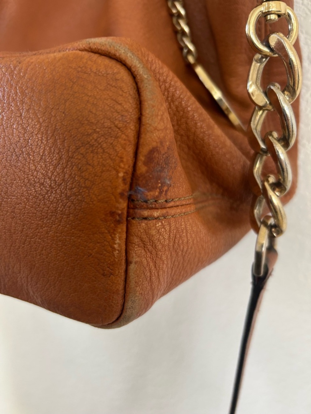 Michael Kors Chestnut Pebbled Leather Shoulder Bag with Gold Hardware - Picture 11 of 16